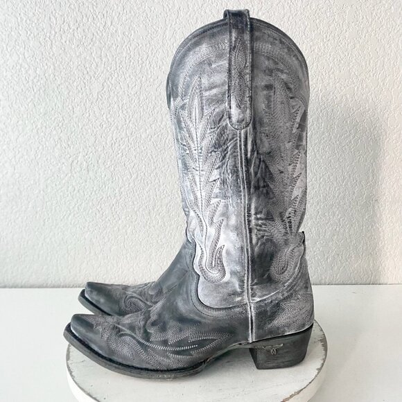 Lane LEXINGTON Womens Cowboy Boots 8.5 Black Western Cowgirl Tall Pointed Toe - Picture 4 of 11